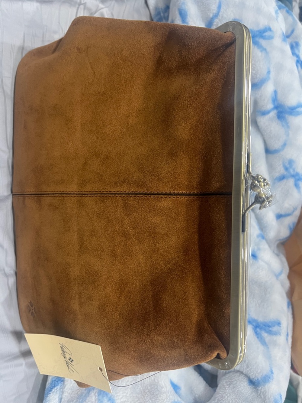 Brown Suede Large Clutch Bag